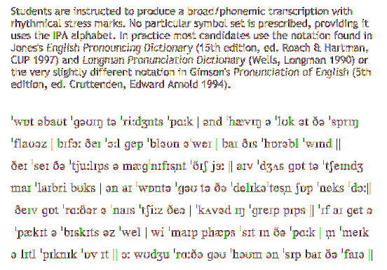 Graphic of a selection of text with IPA notation